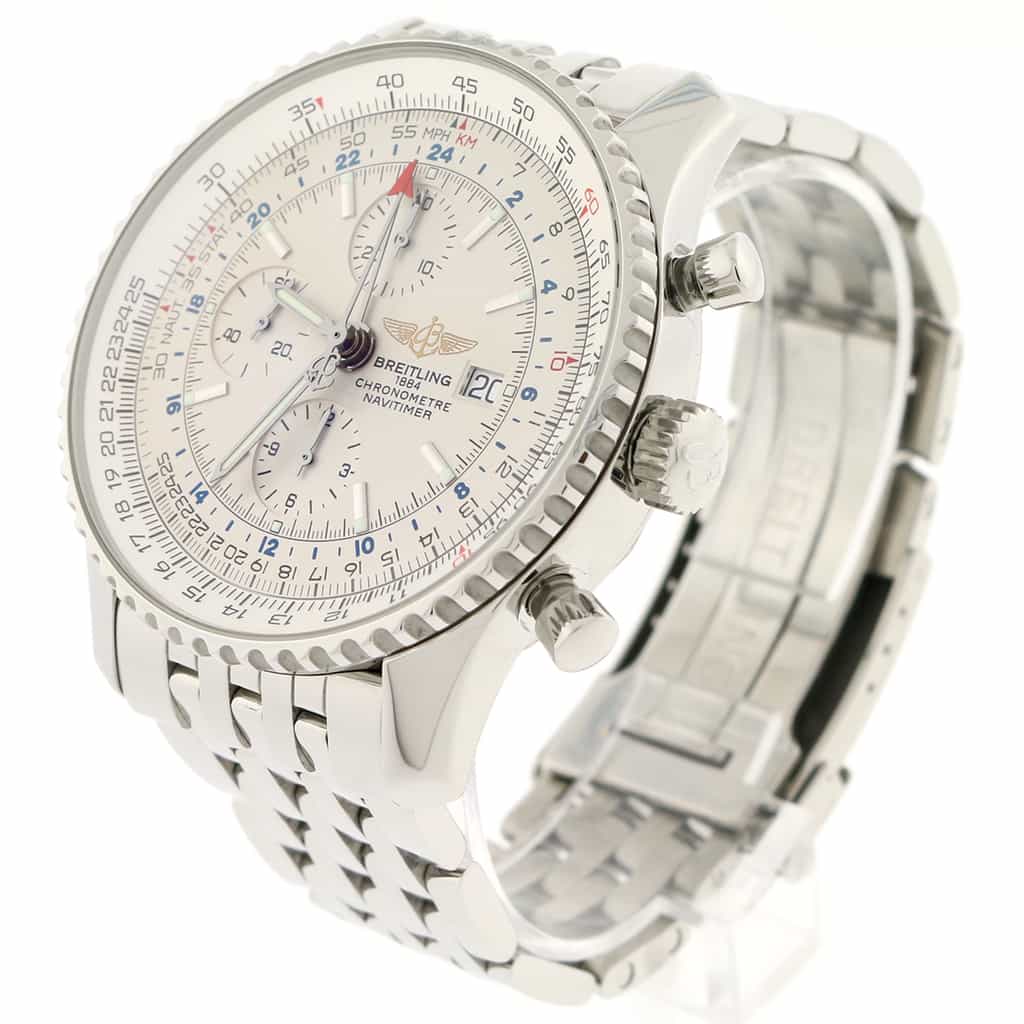Breitling Navitimer World 46MM Chronograph GMT Cream Dial Automatic Stainless Steel Mens Watch A24322 - Image 3
