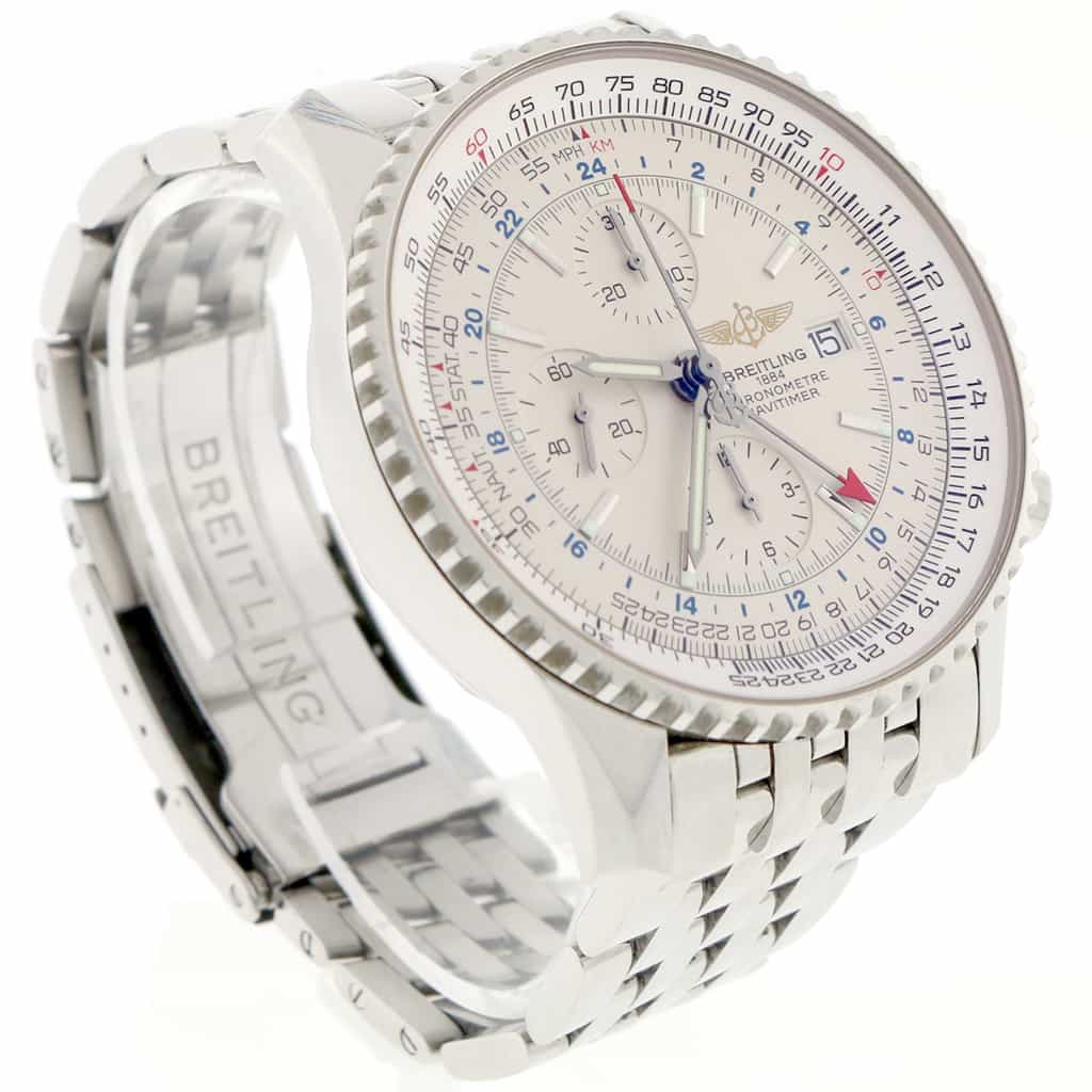 Breitling Navitimer World 46MM Chronograph GMT Cream Dial Automatic Stainless Steel Mens Watch A24322 - Image 2