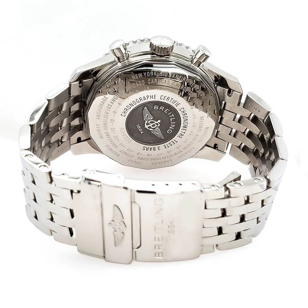 Breitling Navitimer World 46mm Chronograph GMT Stainless Steel Watch A24322 Box Papers - Image 5