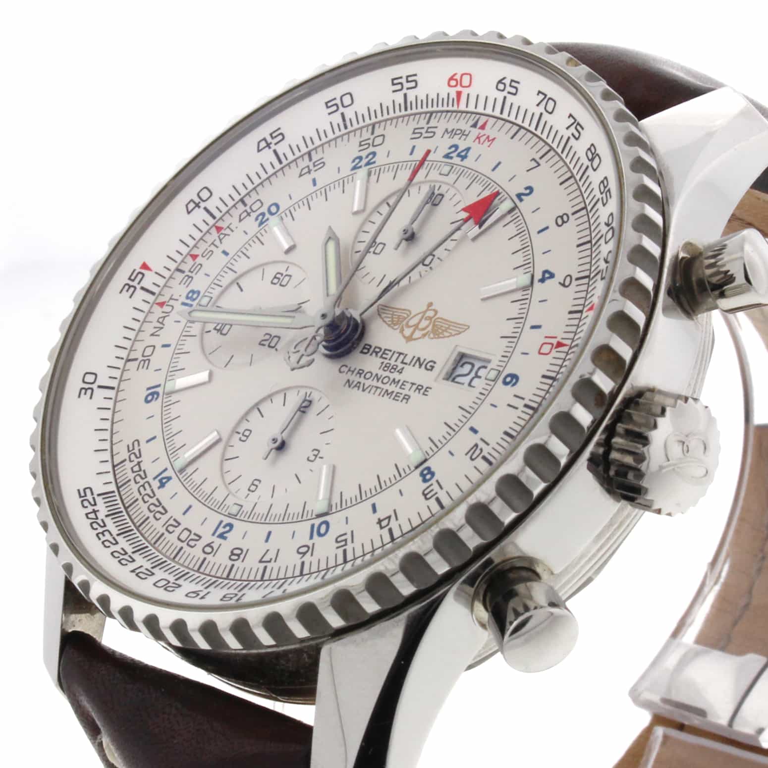 Breitling Navitimer World GMT Chronograph 46MM Automatic Stainless Steel Mens Watch A24322 - Image 3