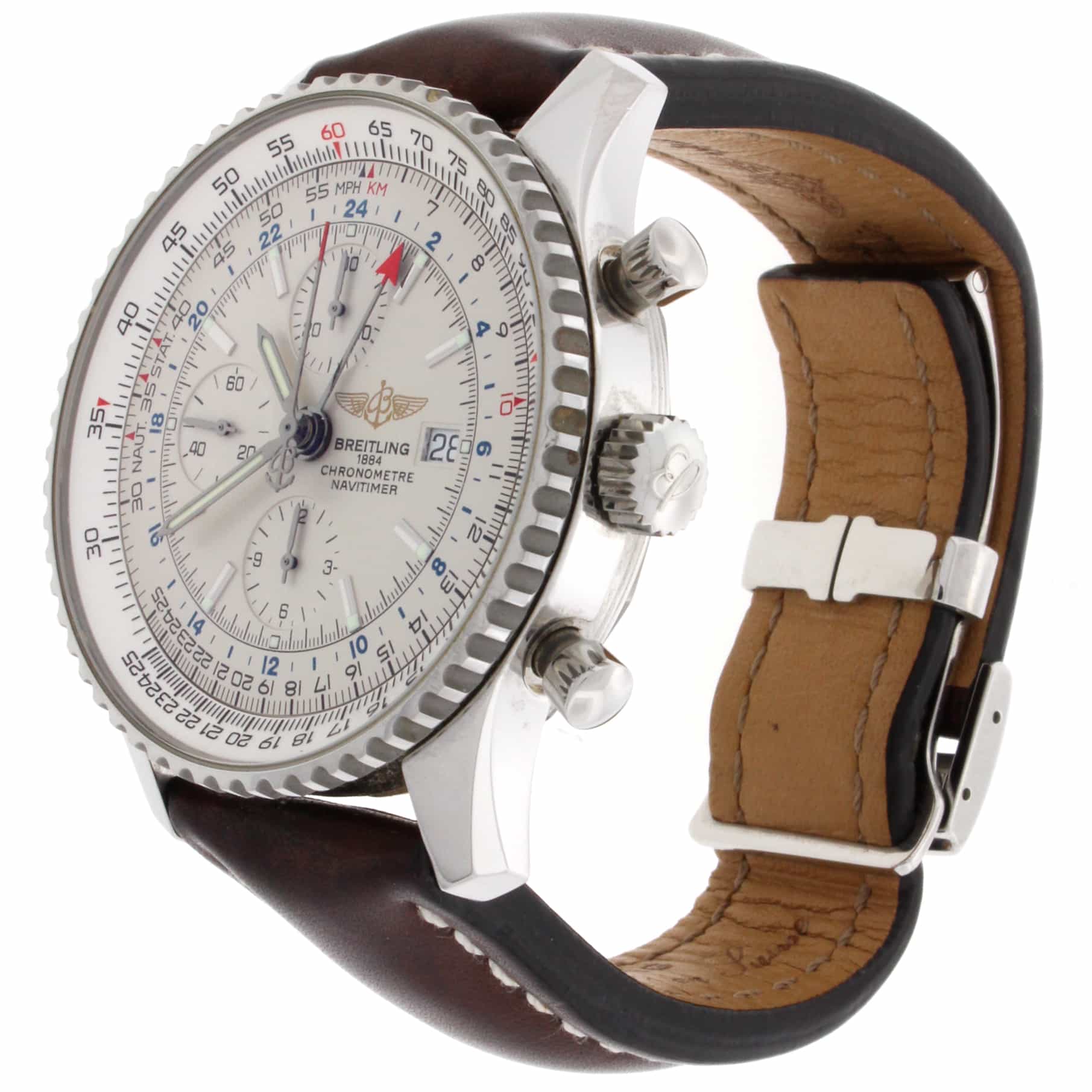 Breitling Navitimer World GMT Chronograph 46MM Automatic Stainless Steel Mens Watch A24322 - Image 4