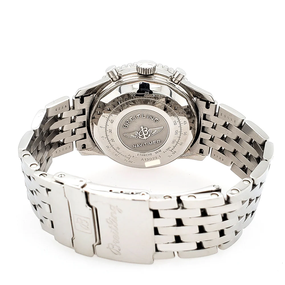 Breitling Old Navitimer II 41.5mm Chronograph Stainless Steel Watch A13022 Box Papers - Image 5