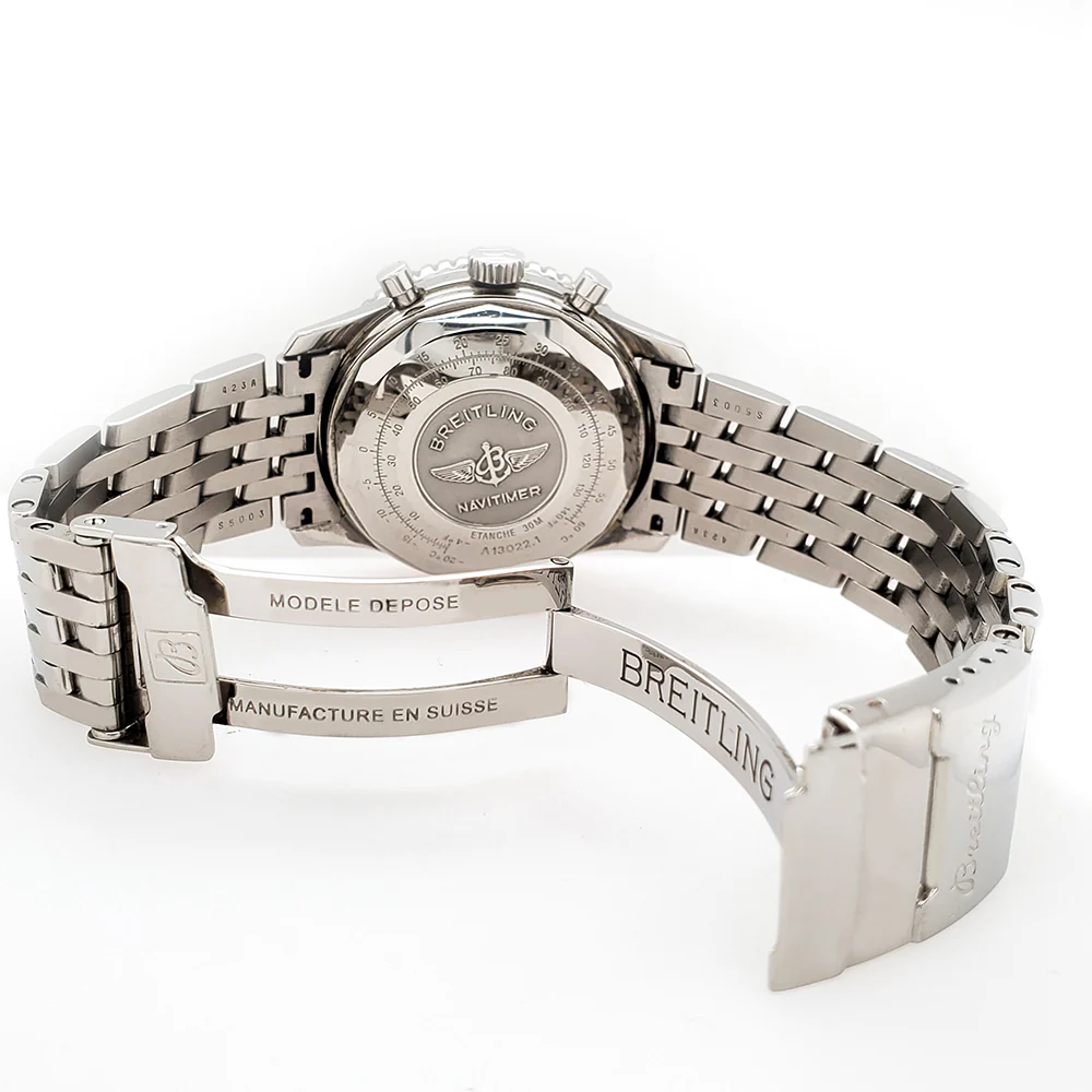 Breitling Old Navitimer II 41.5mm Chronograph Stainless Steel Watch A13022 Box Papers - Image 6