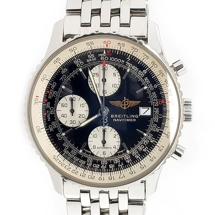 Breitling Old Navitimer II 41.5mm Chronograph Stainless Steel Watch A13022 Box Papers - Image 7