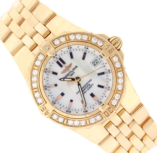 Breitling Starliner Galactic 18K Rose Gold Original Diamond Bezel Mother of Pearl Dial 30MM Limited Edition Ladies Watch H71340 - Image 3