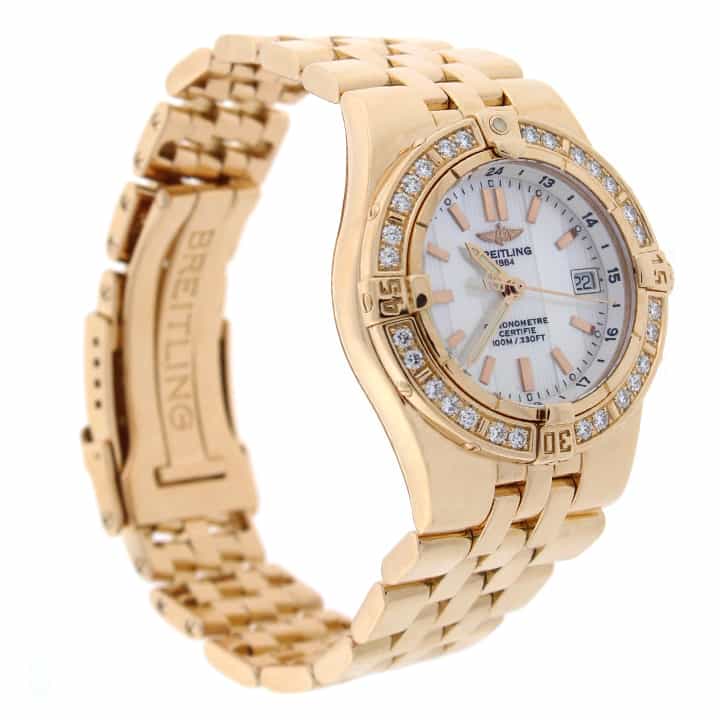 Breitling Starliner Galactic 18K Rose Gold Original Diamond Bezel Mother of Pearl Dial 30MM Limited Edition Ladies Watch H71340 - Image 6