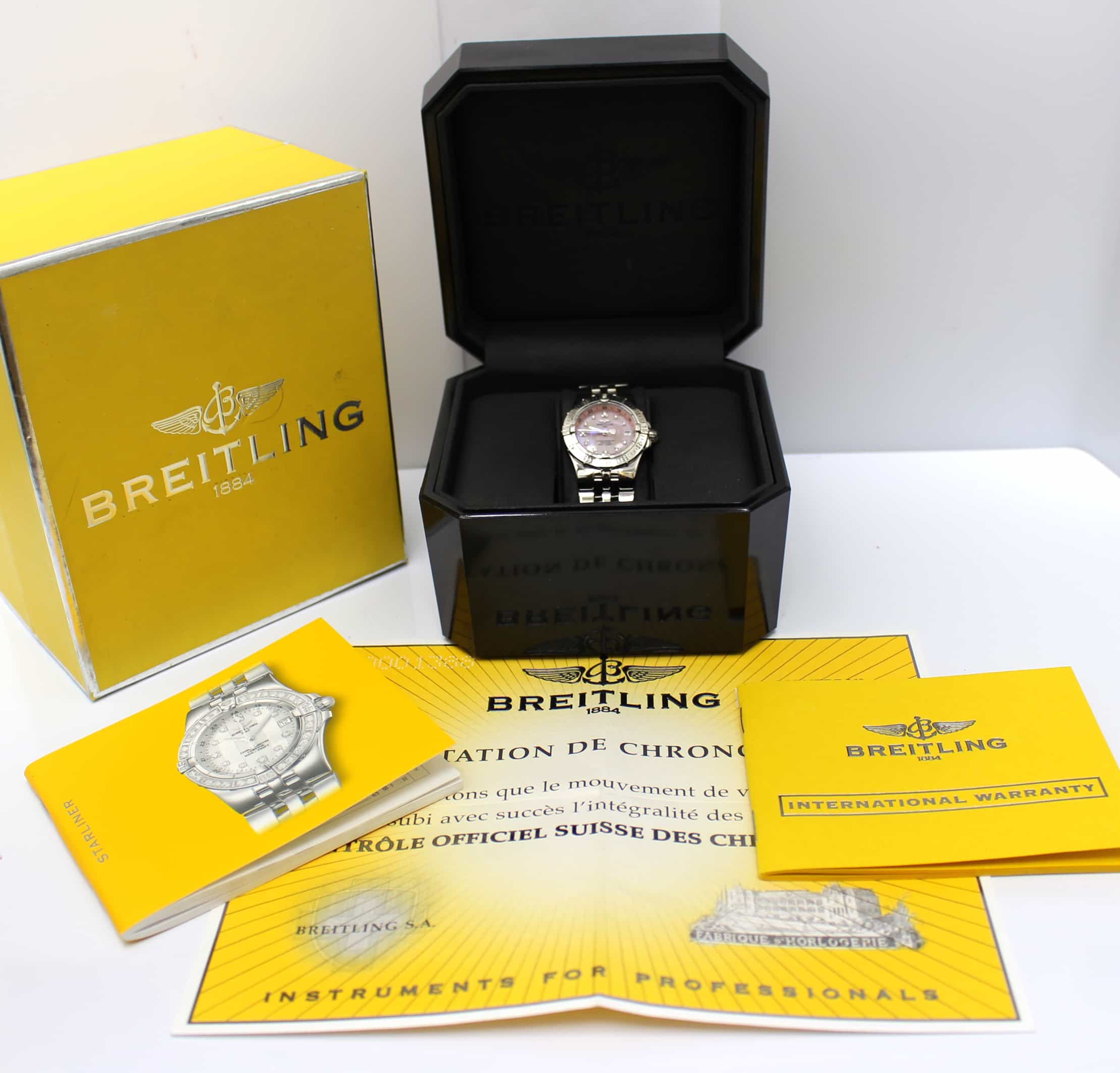 Breitling Starliner Original Diamond Pink Mother of Pearl Dial Ladies Watch A71340 - Image 3