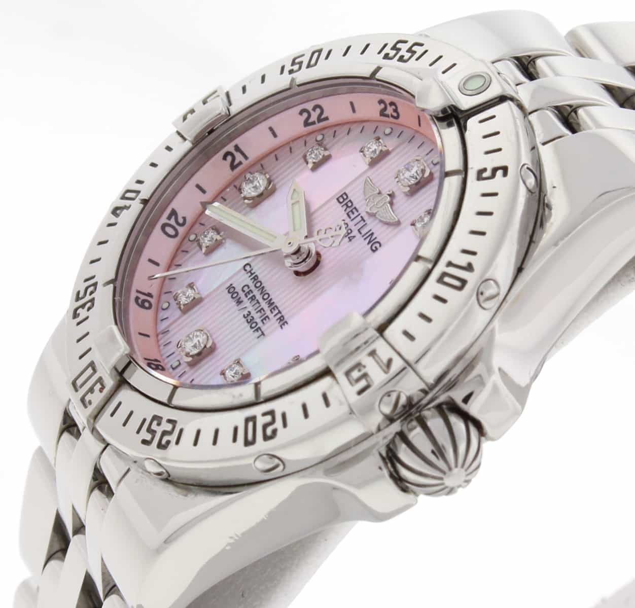 Breitling Starliner Original Diamond Pink Mother of Pearl Dial Ladies Watch A71340 - Image 4