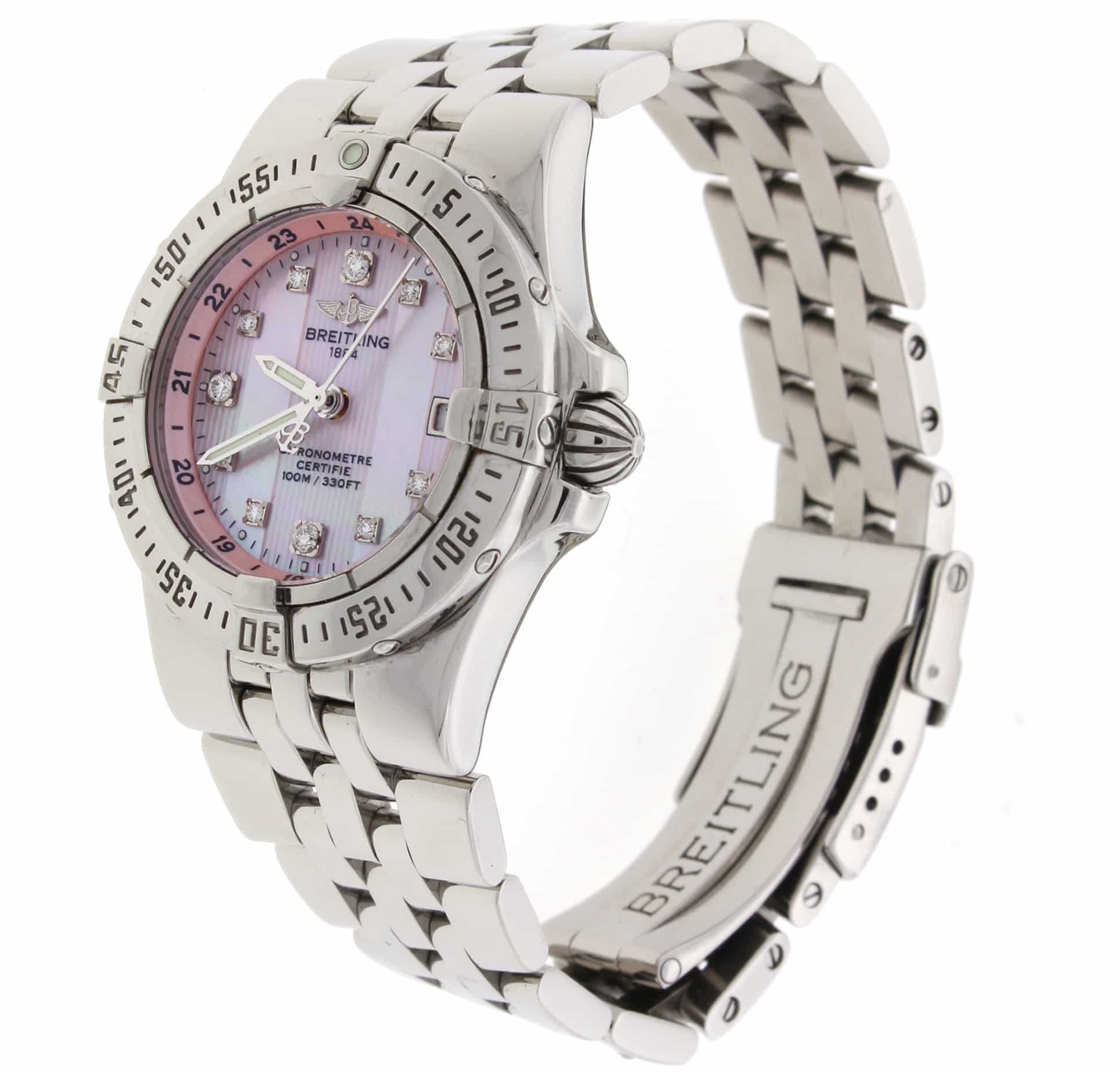 Breitling Starliner Original Diamond Pink Mother of Pearl Dial Ladies Watch A71340 - Image 5