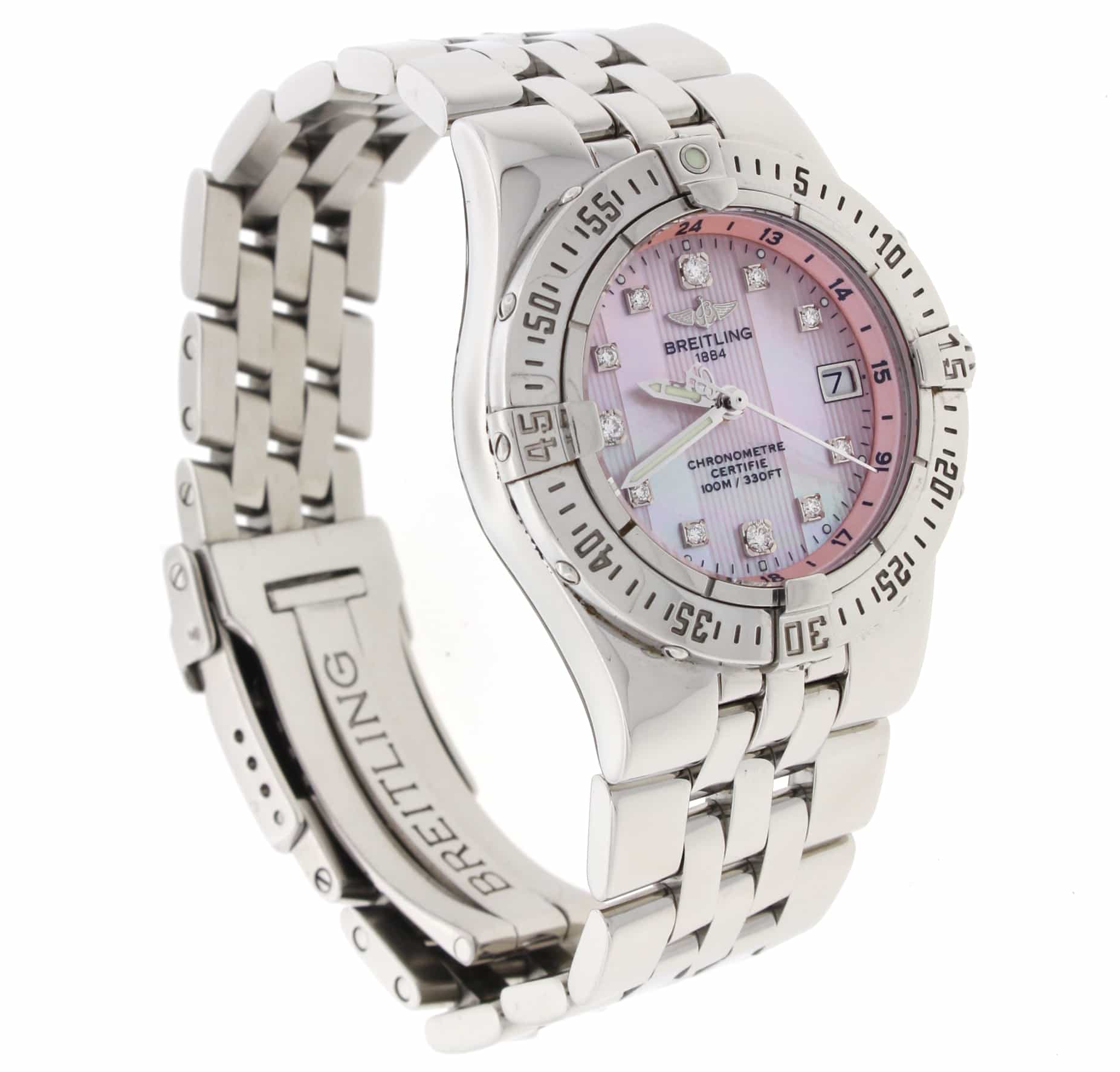 Breitling Starliner Original Diamond Pink Mother of Pearl Dial Ladies Watch A71340 - Image 6