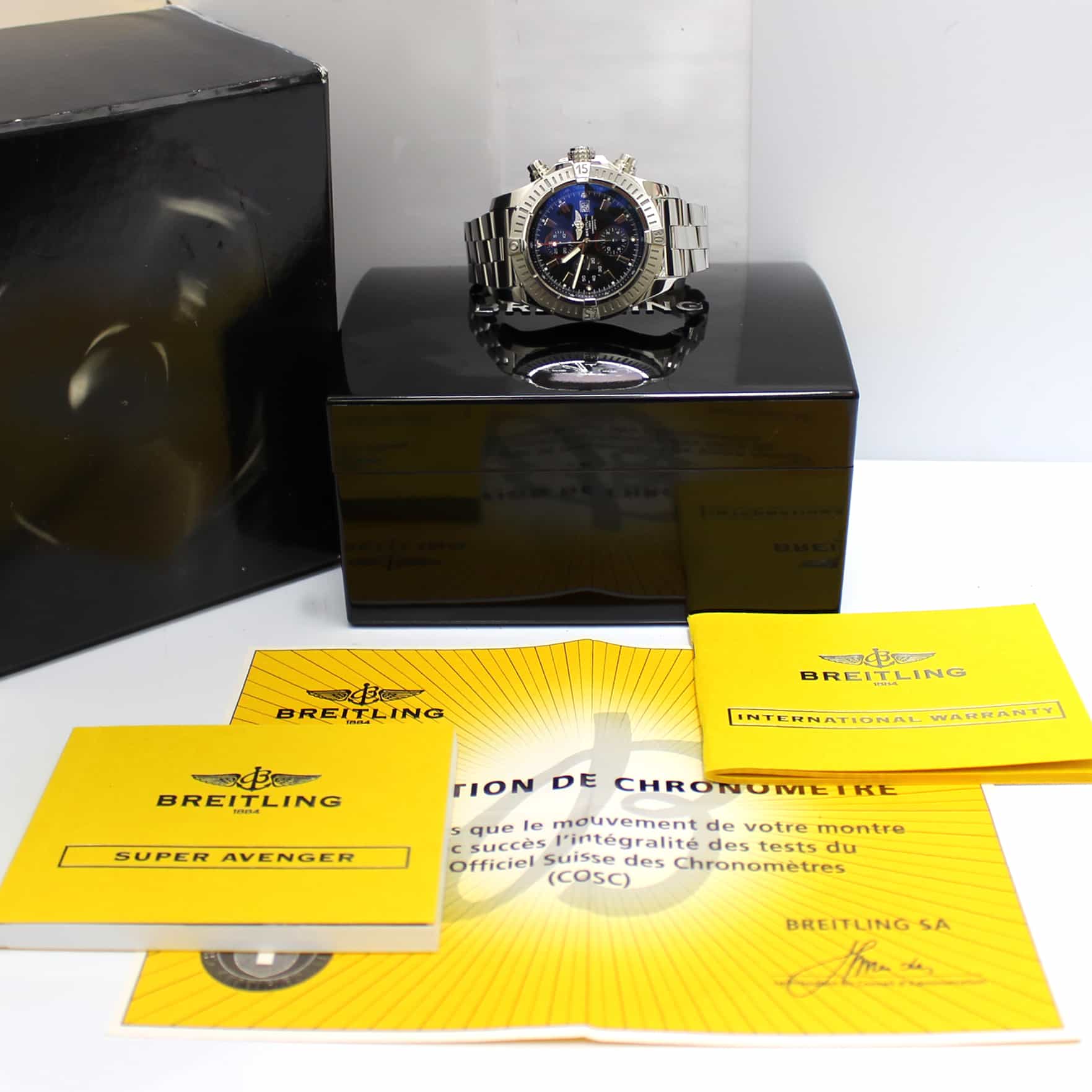 Breitling Super Avenger 49MM Chronograph Black Dial Automatic Stainless Steel Mens Watch A13370 - Image 3