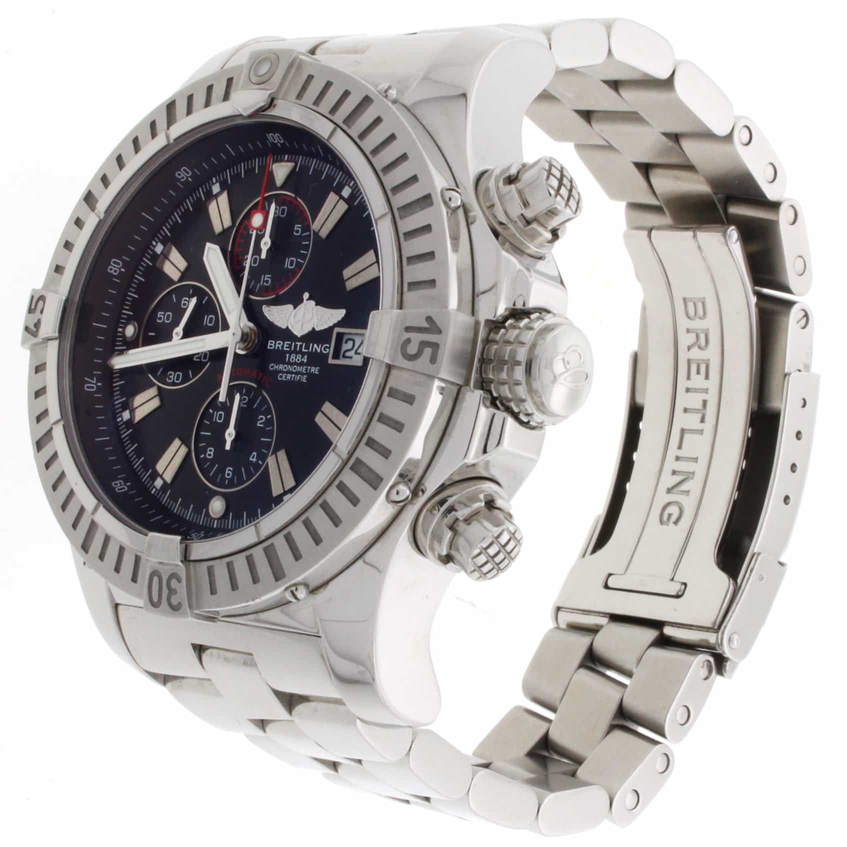 Breitling Super Avenger 49MM Chronograph Black Dial Automatic Stainless Steel Mens Watch A13370 - Image 4