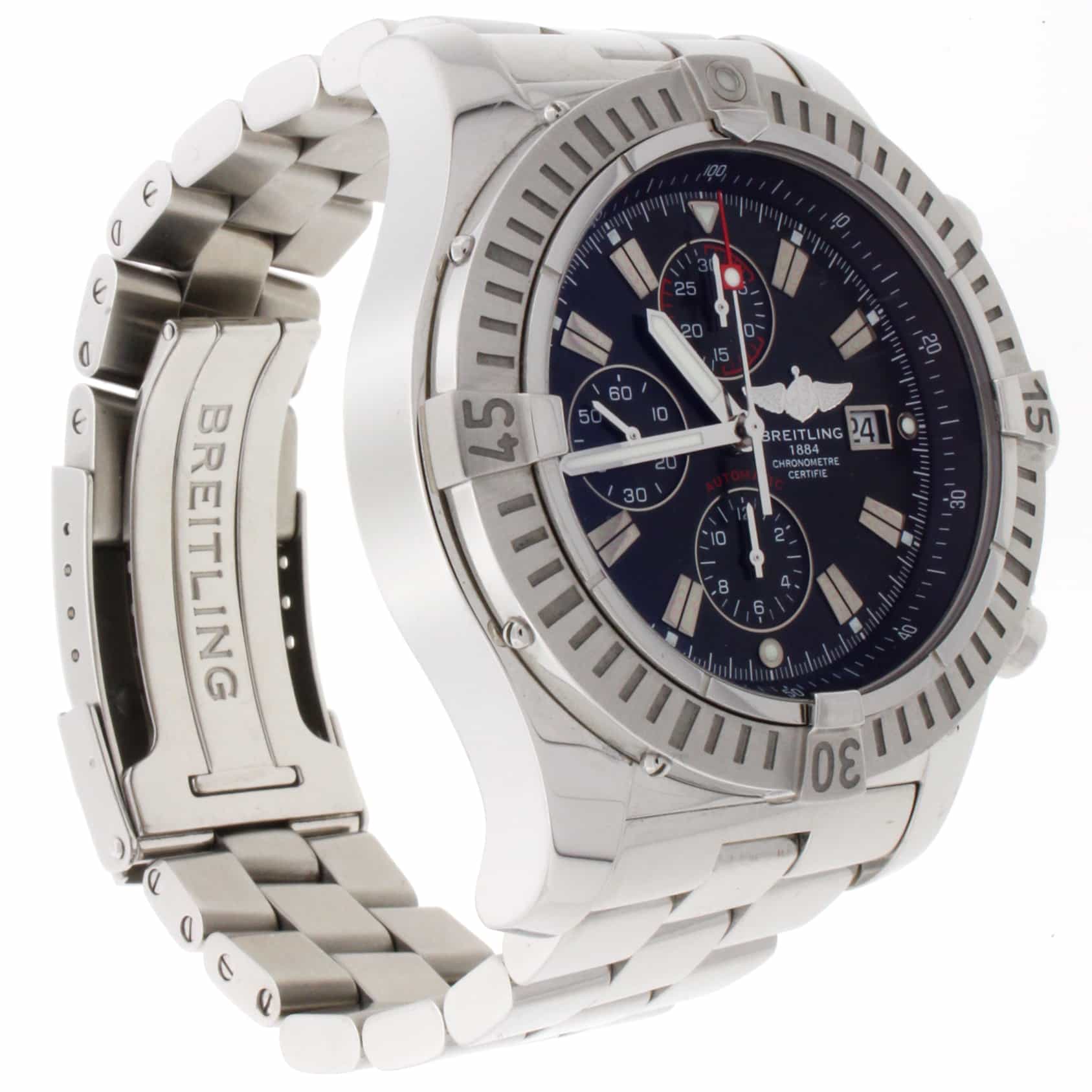 Breitling Super Avenger 49MM Chronograph Black Dial Automatic Stainless Steel Mens Watch A13370 - Image 6