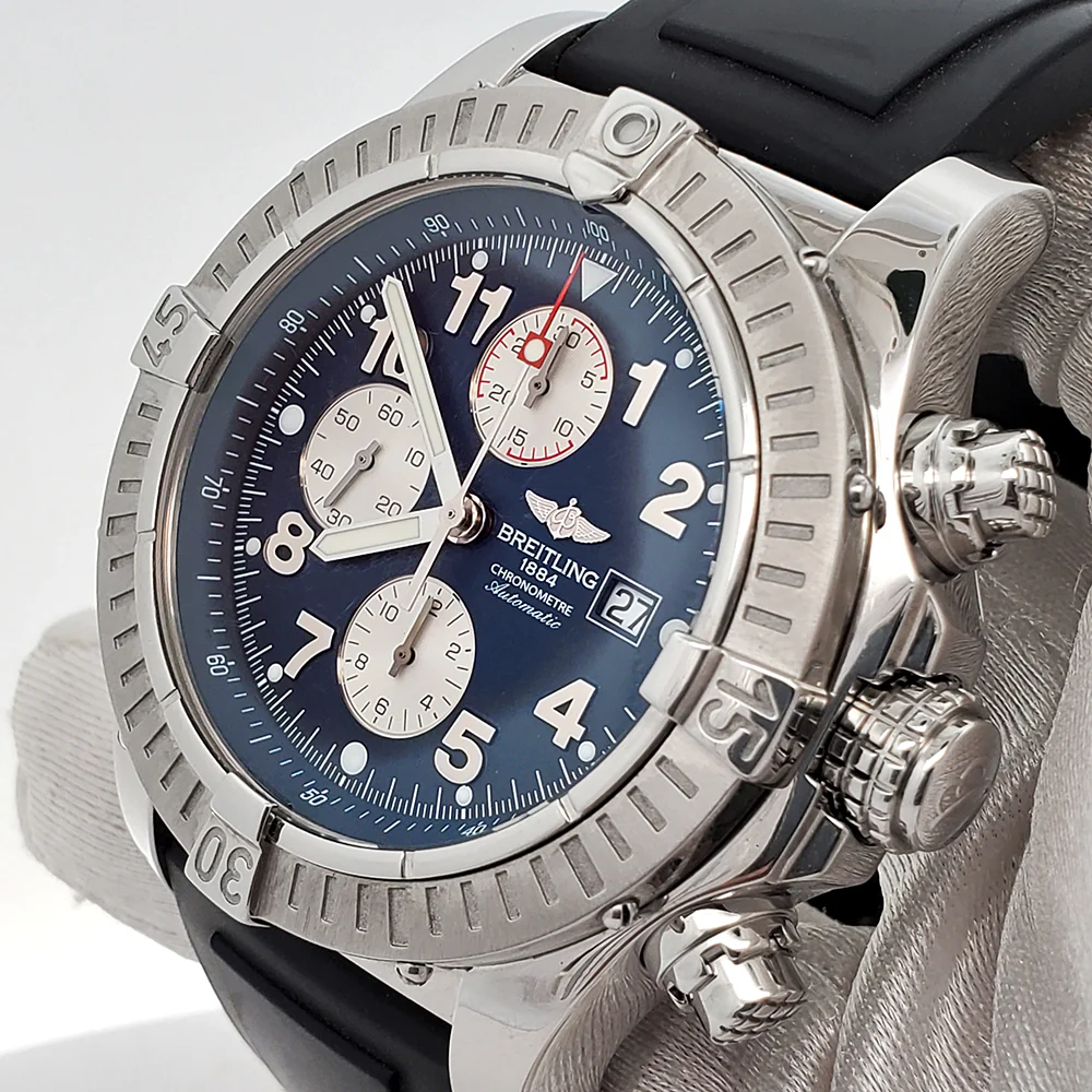 Breitling Super Avenger 49mm Chronograph Blue Dial Stainless Rubber Watch A13370 Papers - Image 3
