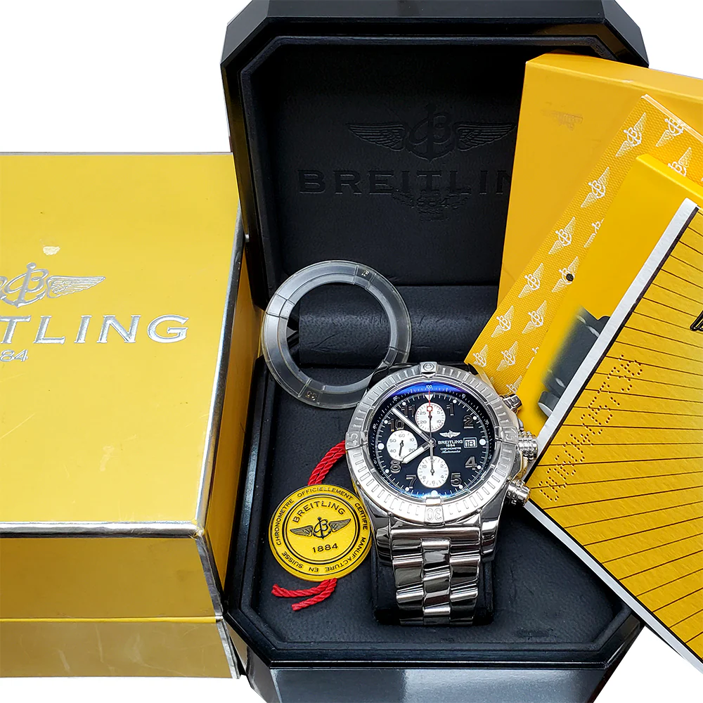 Breitling Super Avenger Chronograph 48mm Black Dial Steel Watch A13370 Box Papers - Image 3