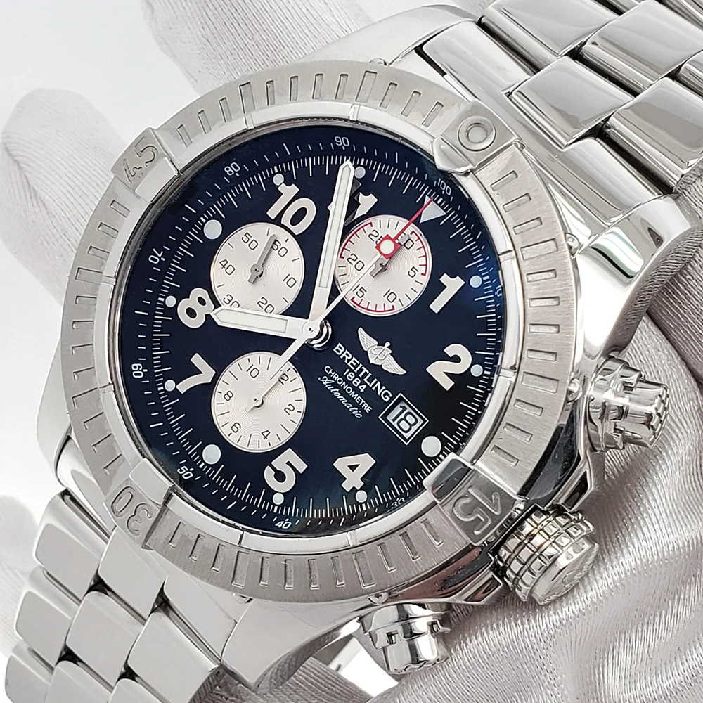 Breitling Super Avenger Chronograph 48mm Black Dial Steel Watch A13370 Box Papers - Image 4