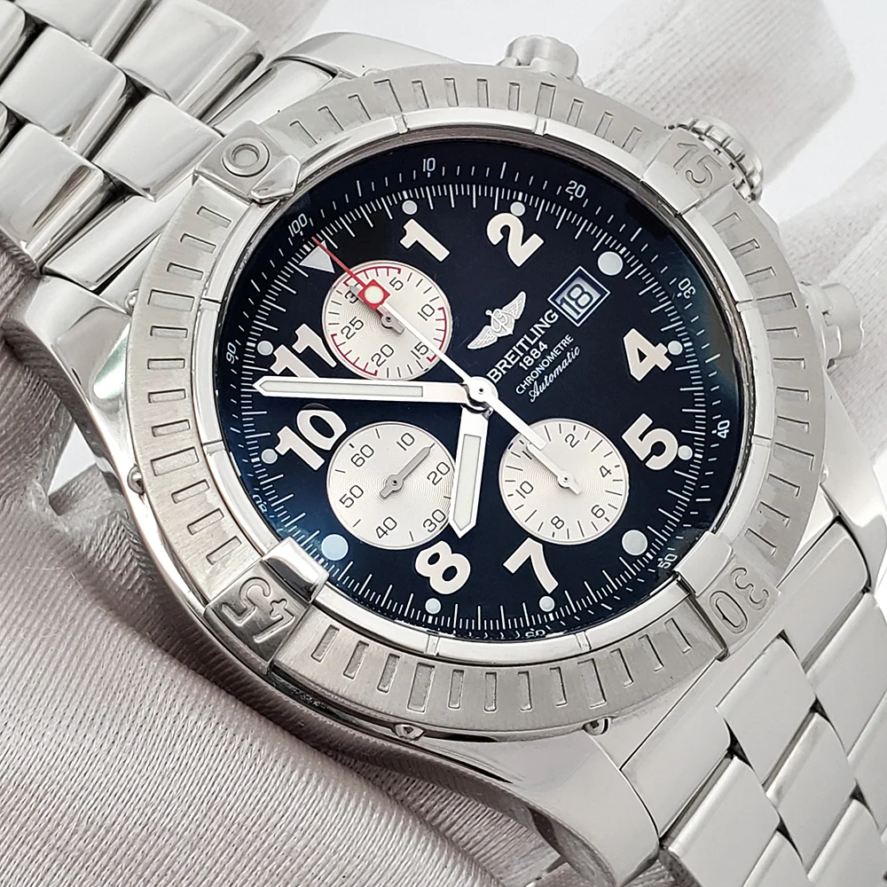 Breitling Super Avenger Chronograph 48mm Black Dial Steel Watch A13370 Box Papers - Image 5