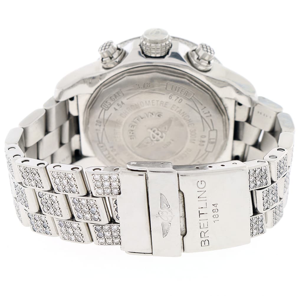 Breitling Super Avenger Chronograph White Dial 48MM Automatic Stainless Steel Mens Watch w/1.4CT Diamond Bezel A13370 (Copy) - Image 7