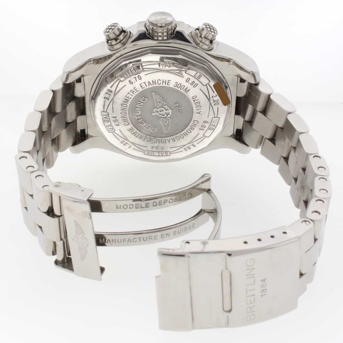 Breitling Super Avenger Chronograph White Dial 48MM Automatic Stainless Steel Mens Watch with Custom Diamond Bezel A13370 - Image 9