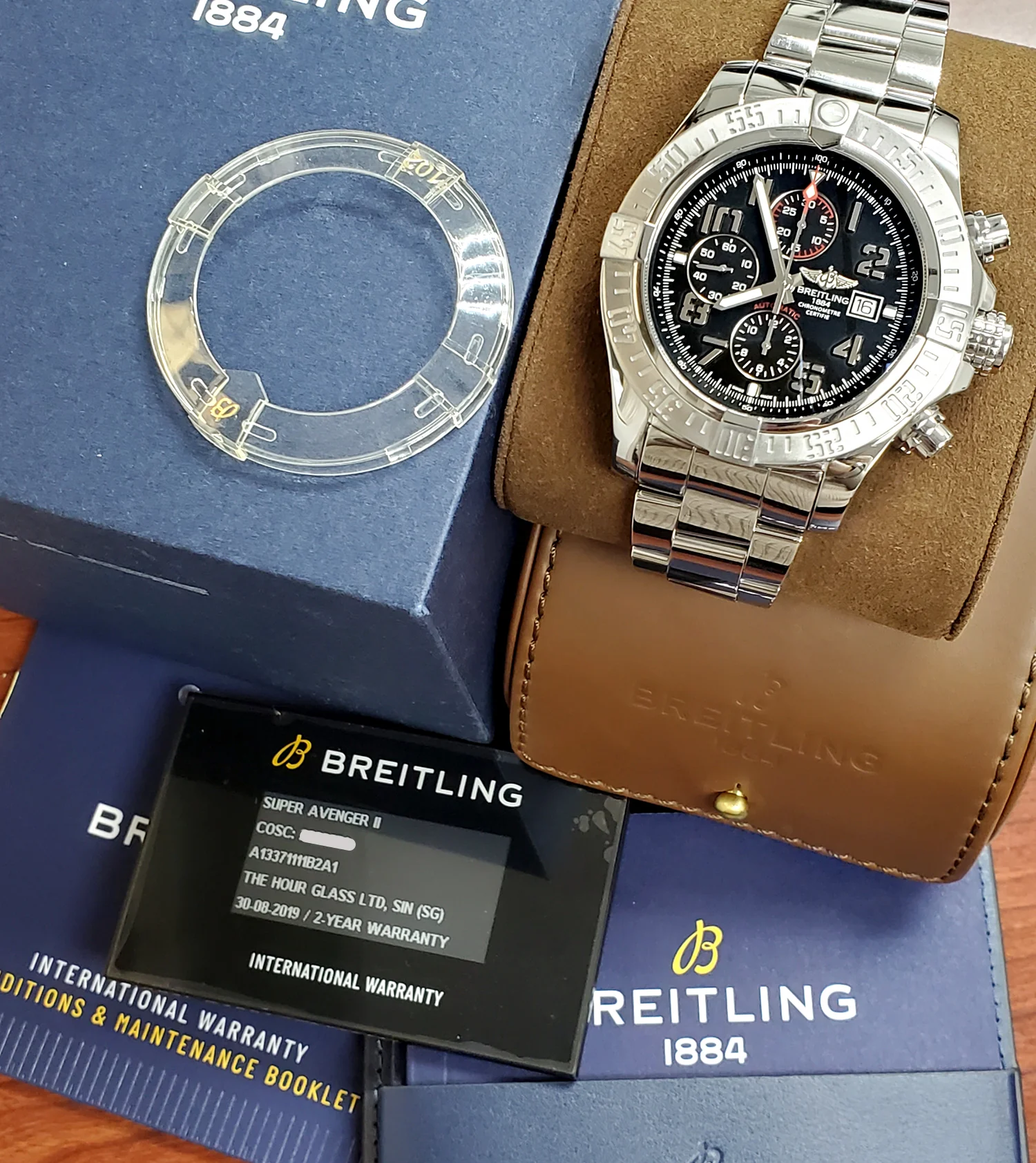 Breitling Super Avenger II Black Arabic Chronograph 48mm Steel Watch A13371 Box Papers - Image 2