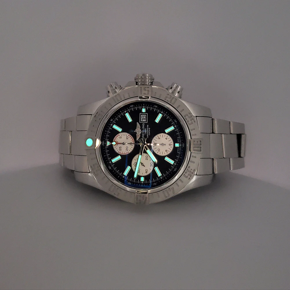 Breitling Super Avenger II Chronograph Black Index Steel 48mm Watch A13371 Box Papers - Image 8