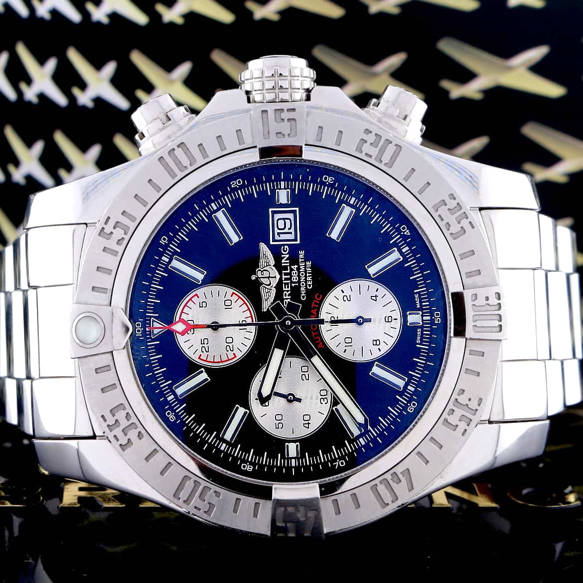 Breitling Super Avenger II Chronograph Black & Silver Dial 48MM Automatic Stainless Steel Mens Watch A13371 - Image 2