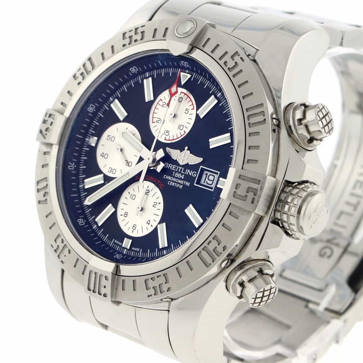 Breitling Super Avenger II Chronograph Black & Silver Dial 48MM Automatic Stainless Steel Mens Watch A13371 - Image 7