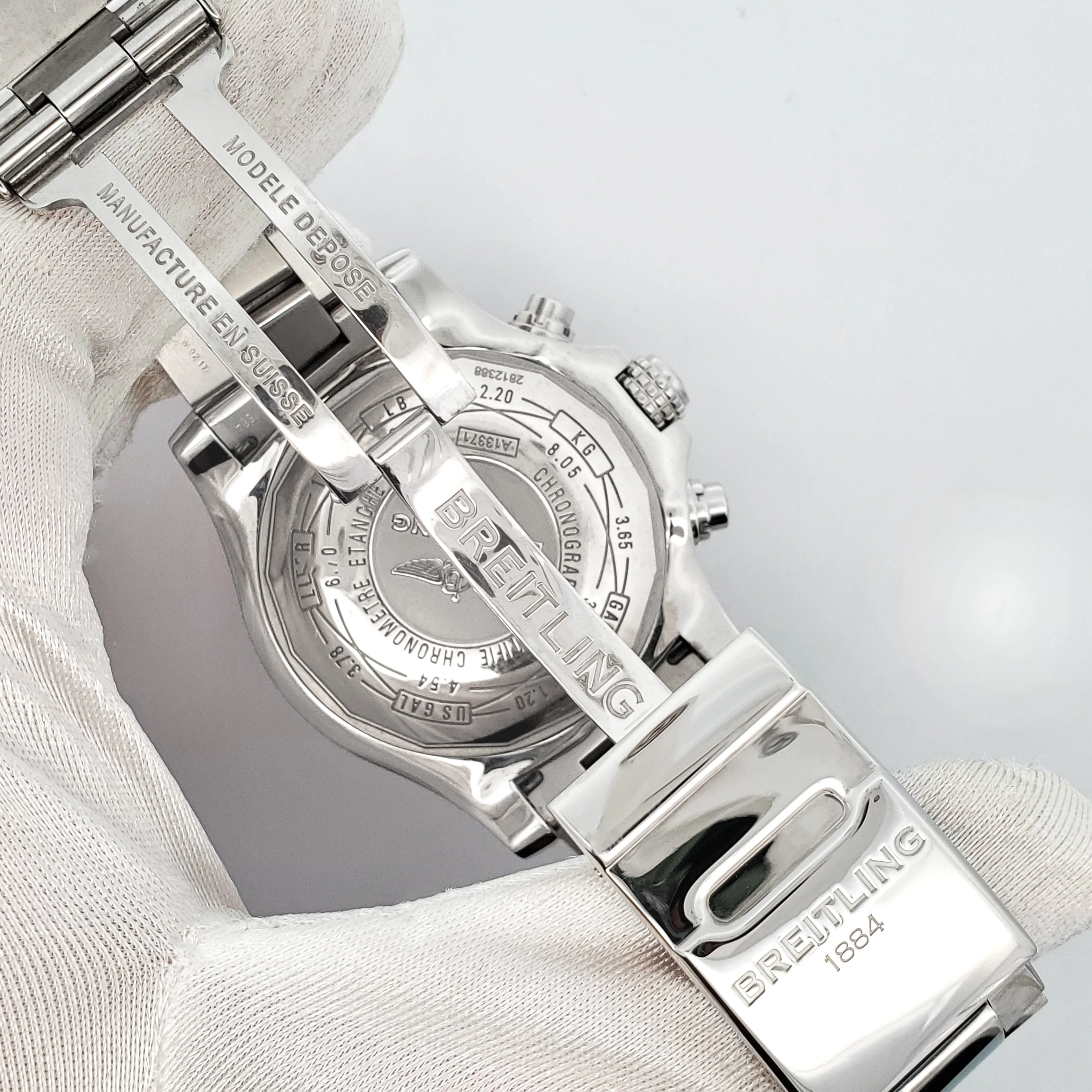 Breitling Super Avenger II White Index Chronograph 48mm Steel Watch A13371 Box Papers - Image 8