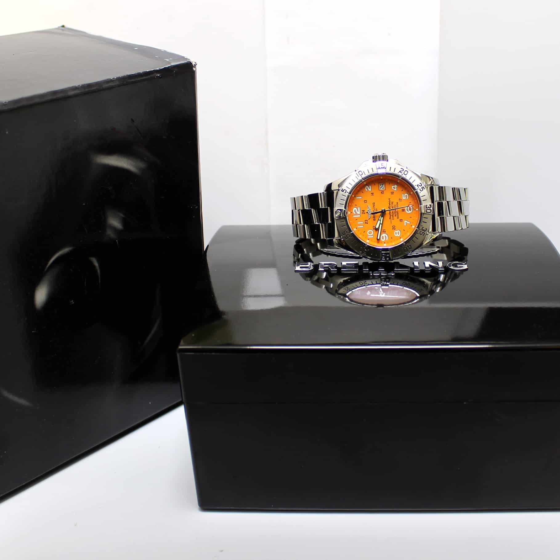 Breitling SuperOcean Orange Dial 42MM Automatic Stainless Steel Mens Watch A17360 - Image 3