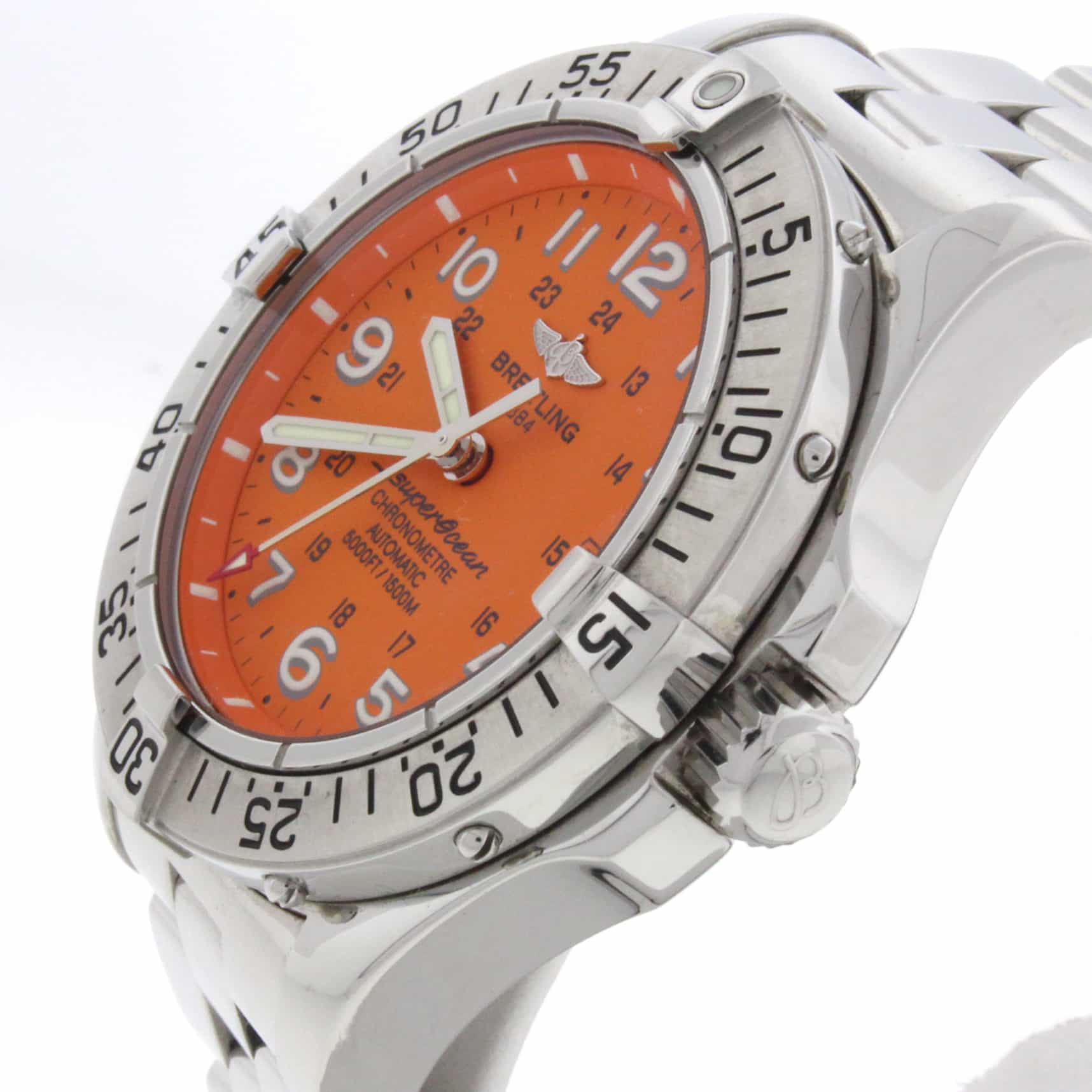 Breitling SuperOcean Orange Dial 42MM Automatic Stainless Steel Mens Watch A17360 - Image 4