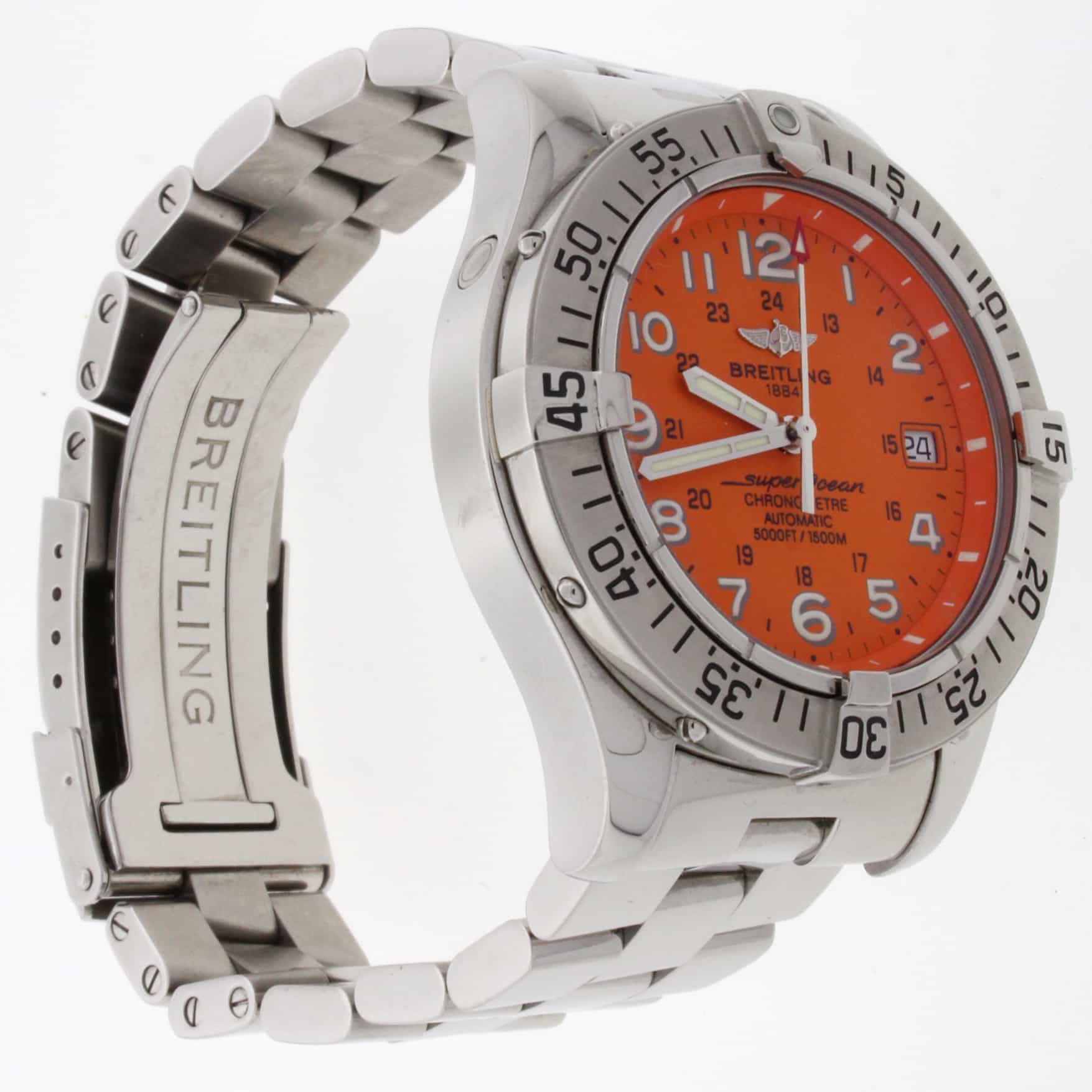 Breitling SuperOcean Orange Dial 42MM Automatic Stainless Steel Mens Watch A17360 - Image 5