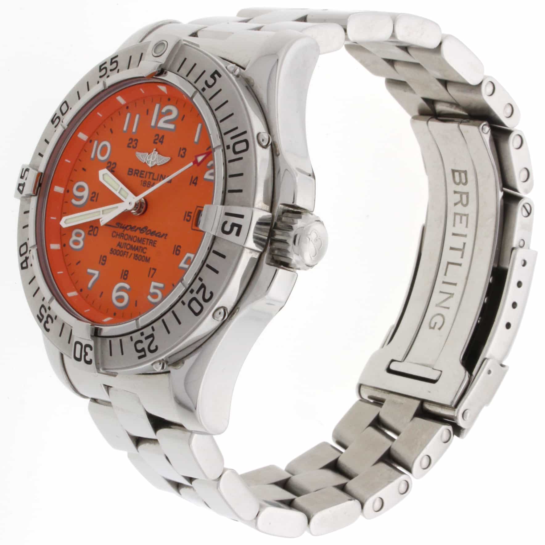 Breitling SuperOcean Orange Dial 42MM Automatic Stainless Steel Mens Watch A17360 - Image 6