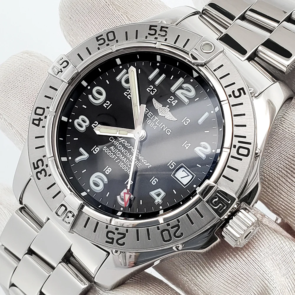 Breitling Superocean Steelfish 42mm Black Arabic Dial Steel Watch A17360
