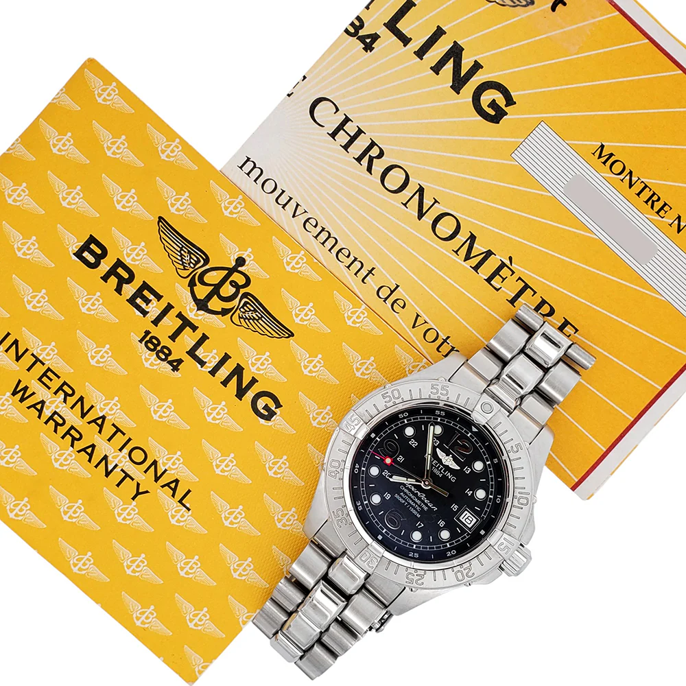 Breitling Superocean Steelfish 42mm Black Arabic Dial Steel Watch A17360 Papers - Image 3