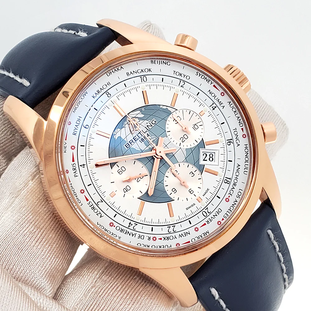 Breitling Transocean Chronograph Unitime Rose Gold 46mm Watch RB0510 Box Papers - Image 2
