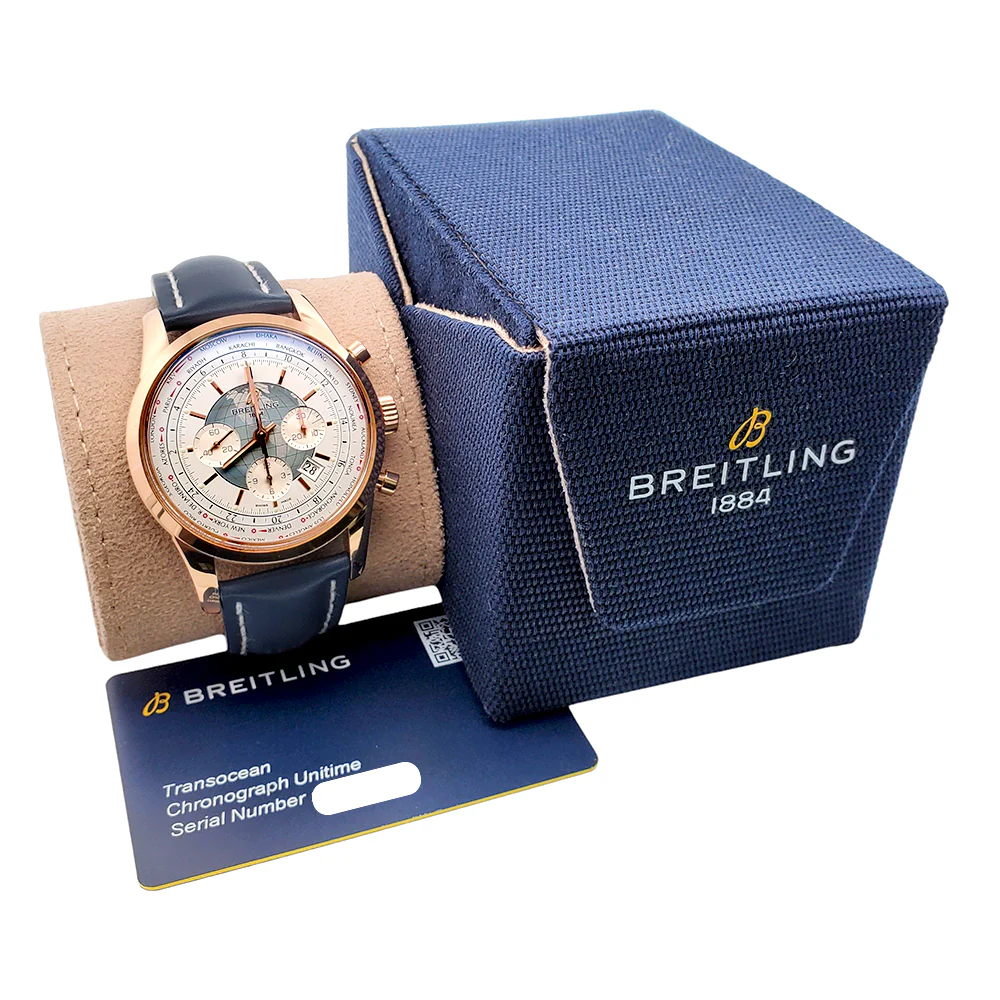 Breitling Transocean Chronograph Unitime Rose Gold 46mm Watch RB0510 Box Papers - Image 3
