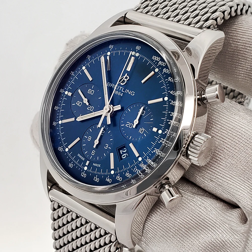 Breitling Transocean Limited Edition Blue Dial Chronograph Watch AB0151