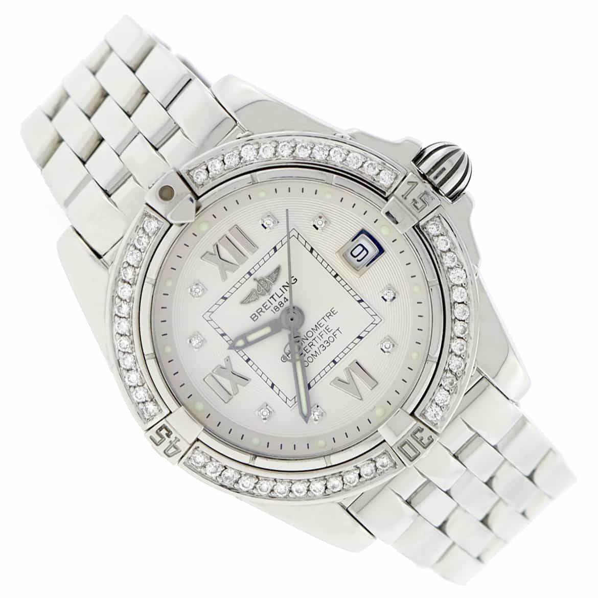 Breitling Windrider Cockpit Lady Factory Diamond Dial 32MM Watch w/Custom Diamond Bezel A71356 - Image 4