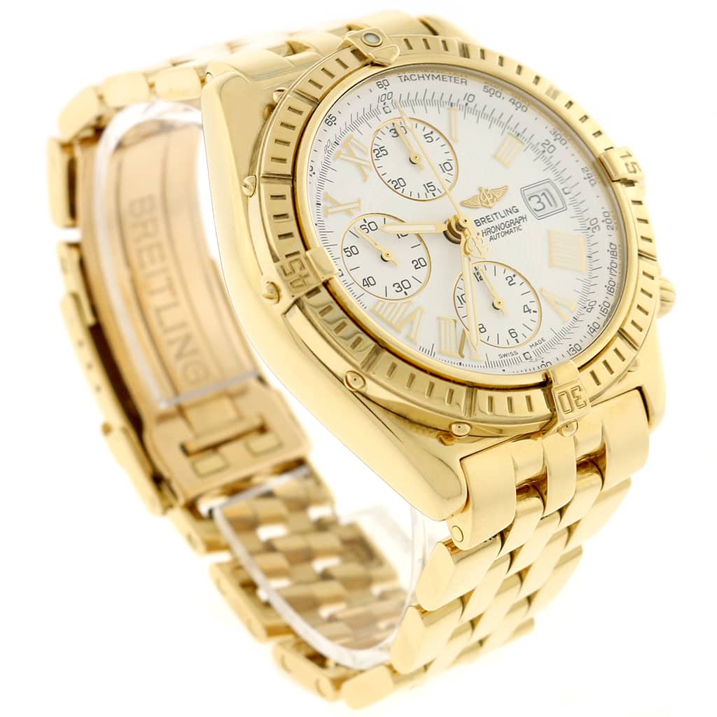 Breitling Windrider Crosswind 18K Yellow Gold 43MM White Roman Dial Chronograph Automatic Mens Watch K13055 - Image 3