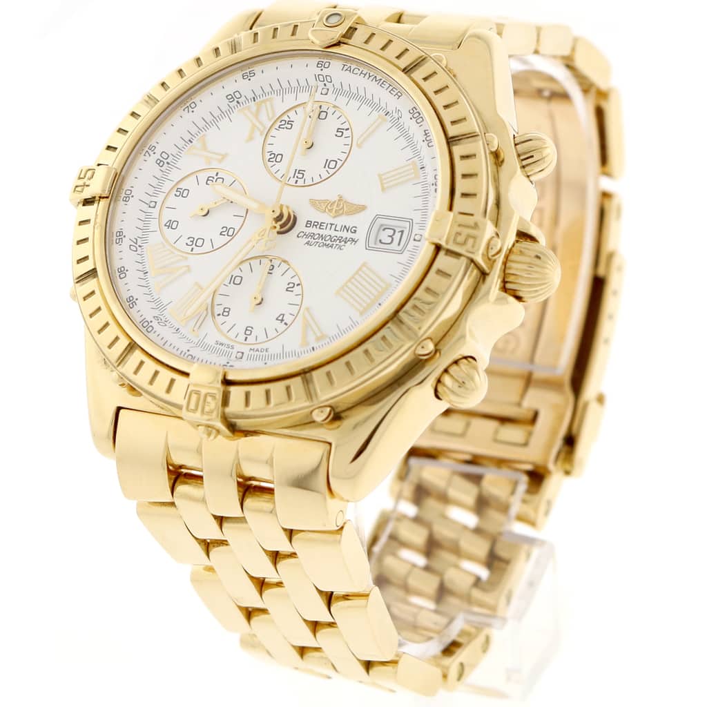 Breitling Windrider Crosswind 18K Yellow Gold 43MM White Roman Dial Chronograph Automatic Mens Watch K13055 - Image 4