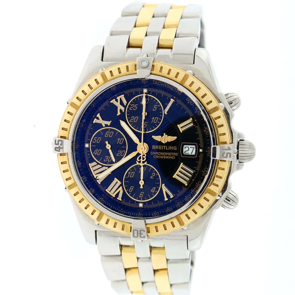 Breitling Windrider Crosswind 2-Tone Gold/Steel 43MM Black Roman Dial Chronograph Automatic Watch D13355