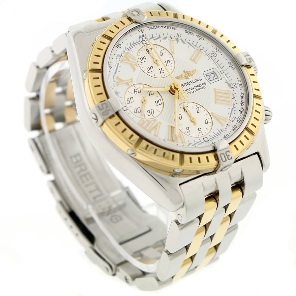 Breitling Windrider Crosswind 2-Tone Gold/Steel 43MM White Roman Dial Chronograph Automatic Mens Watch D13355 - Image 2