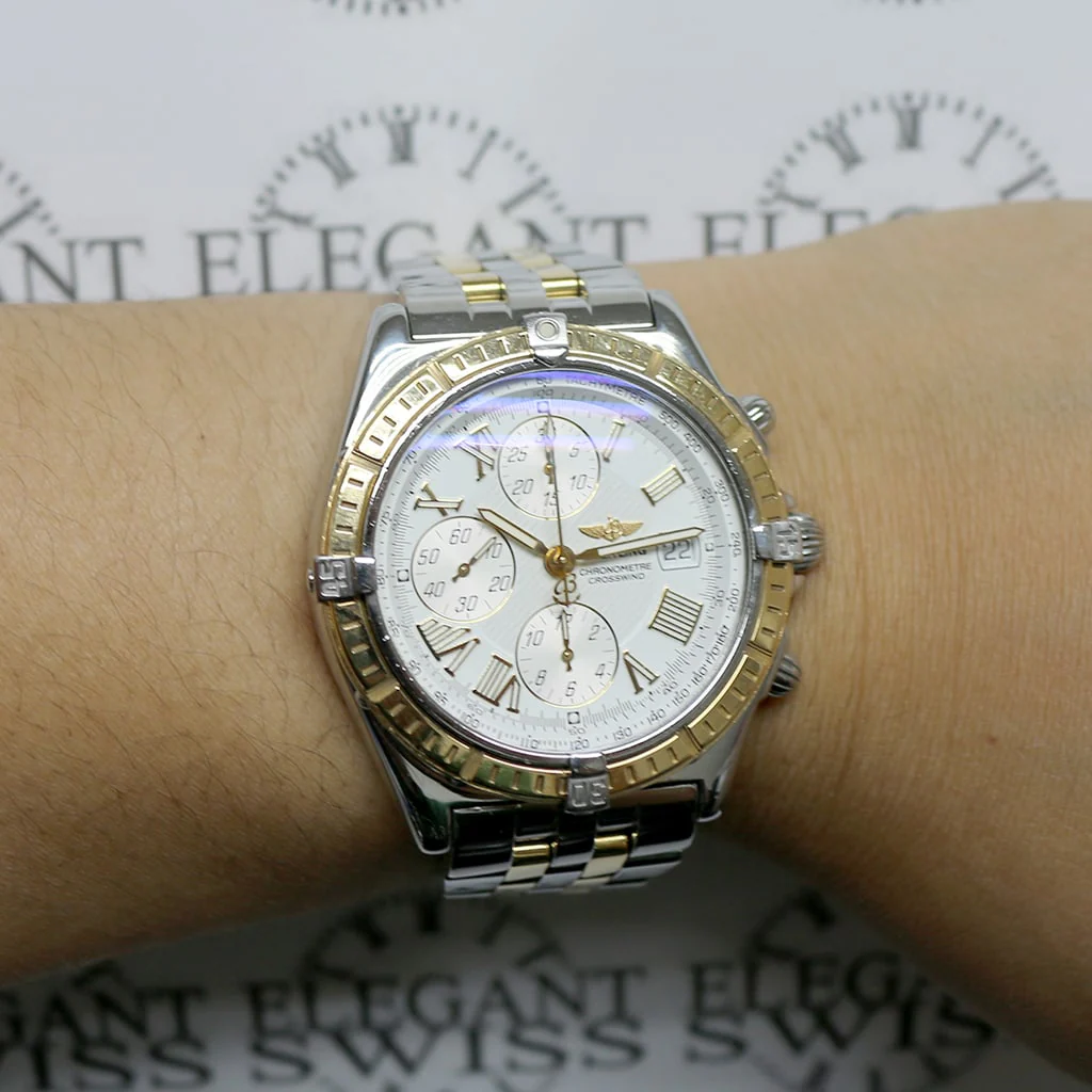 Breitling Windrider Crosswind 2-Tone Gold/Steel 43MM White Roman Dial Chronograph Automatic Mens Watch D13355 - Image 4
