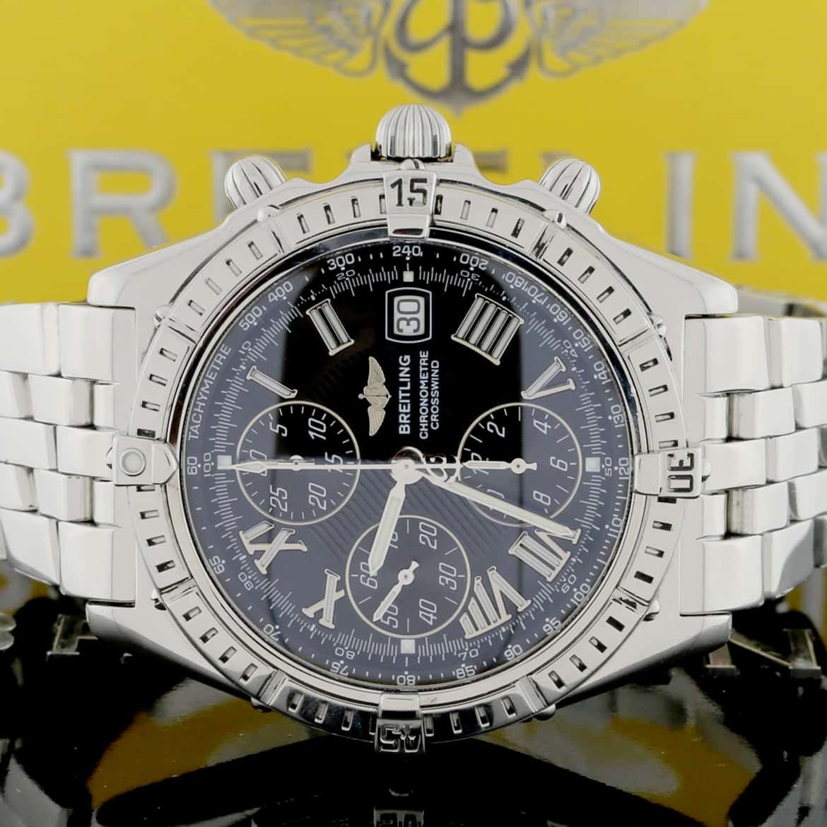 Breitling Windrider Crosswind Chronograph Black Roman Dial 43MM Automatic Stainless Steel Mens Watch A13355 - Image 2