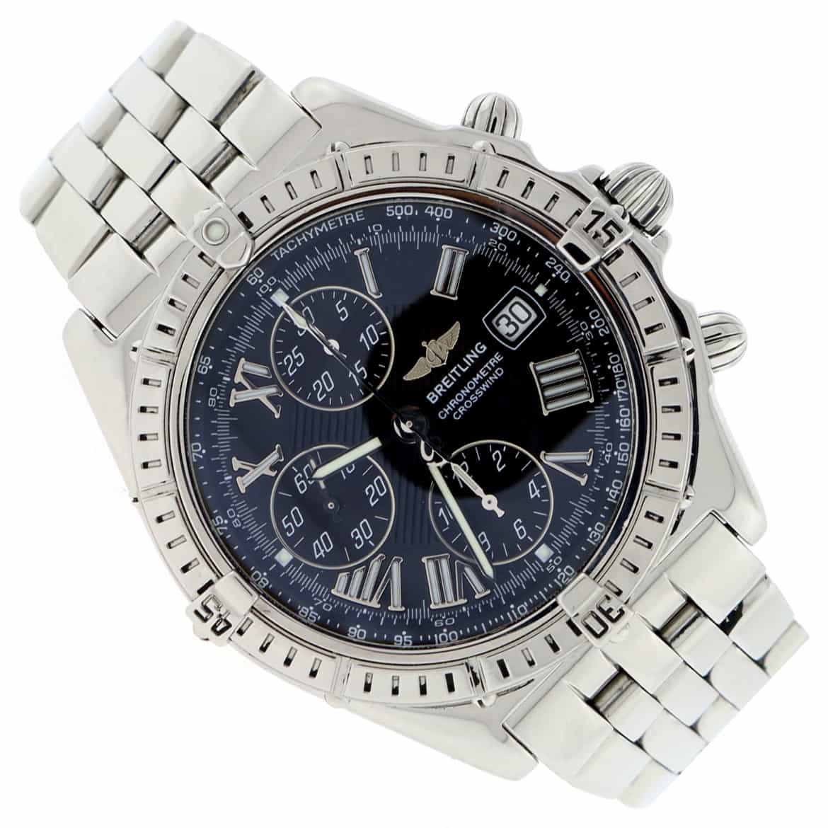 Breitling Windrider Crosswind Chronograph Black Roman Dial 43MM Automatic Stainless Steel Mens Watch A13355 - Image 3