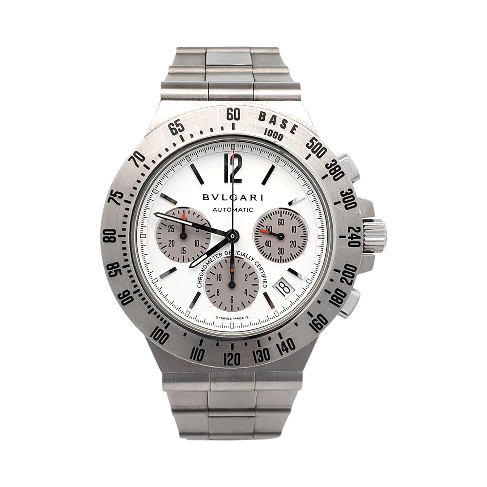 Bvlgari Diagono Tachymetric CH 40 S TA Chronograph White Dial Steel 40mm Watch - Image 3