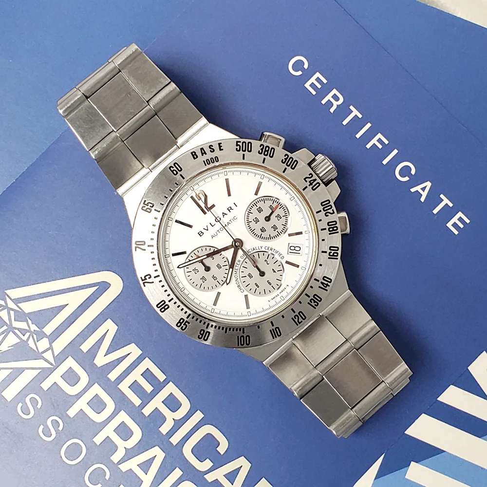 Bvlgari Diagono Tachymetric CH 40 S TA Chronograph White Dial Steel 40mm Watch - Image 4
