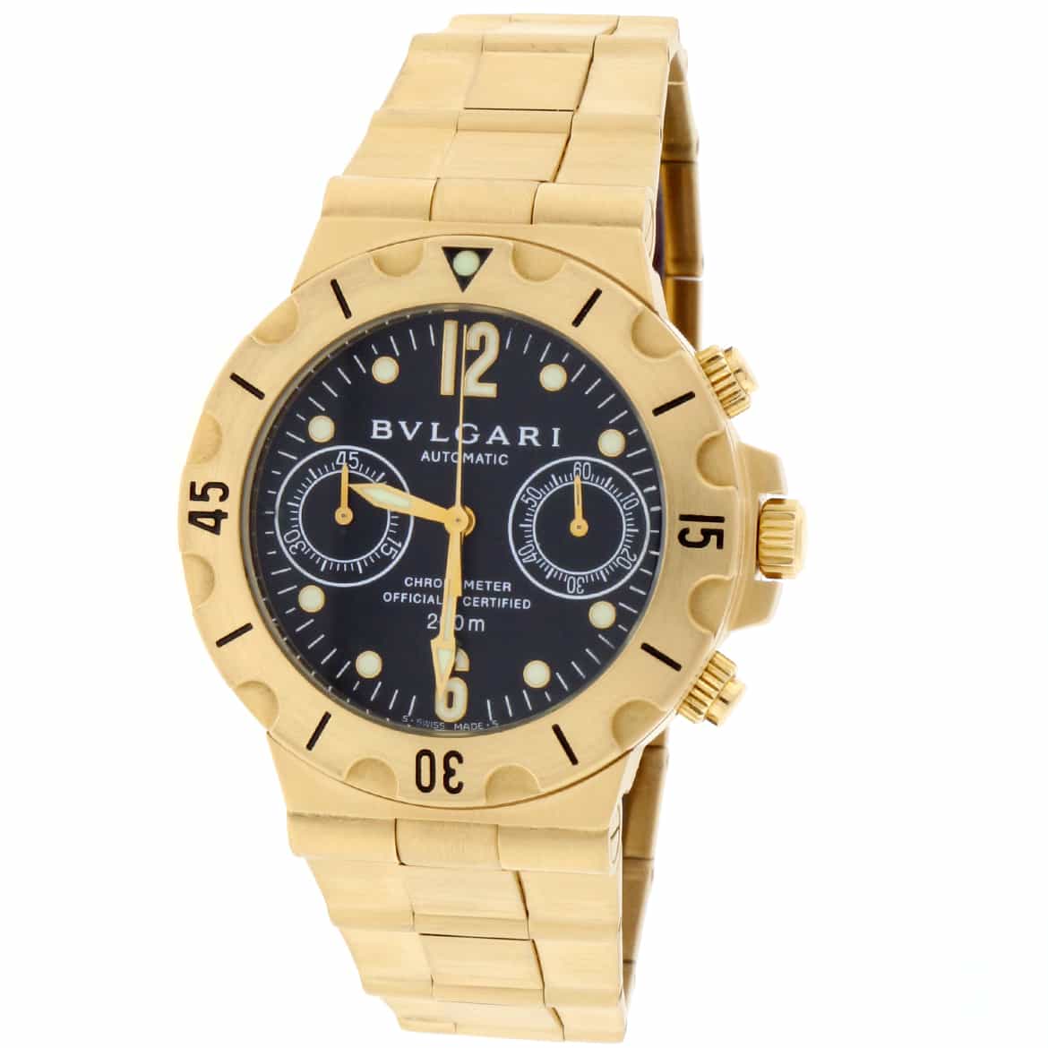 Bvlgari Diagono Scuba 18K Yellow Gold Chronograph 38MM Automatic Mens Watch SC 38 G