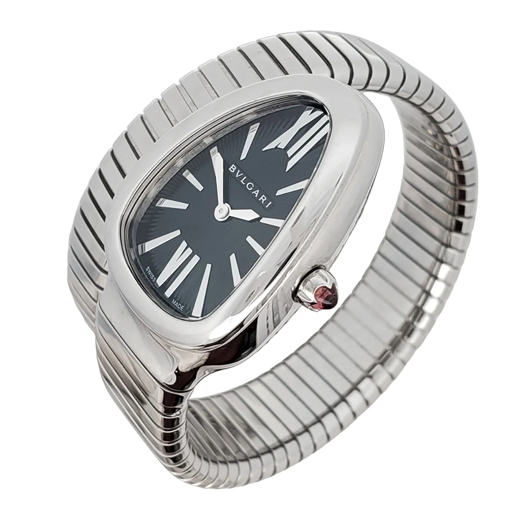 Bvlgari Serpenti Tubogas 35mm Black Dial Stainless Steel Watch SP 35S 102826 - Image 2