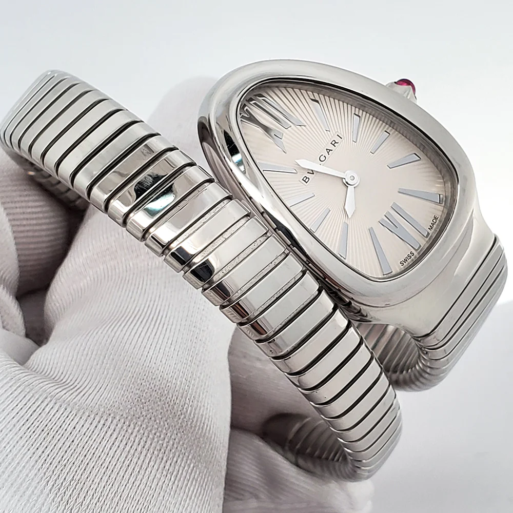 Bvlgari Serpenti Tubogas 35mm Silver Dial Stainless Steel Watch SP 35S 102826 - Image 3